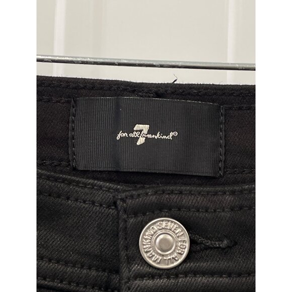 7 For All Mankind Pants Size 27 Darte Coated Boyfriend Jogger Pants Black Grunge - Picture 5 of 11